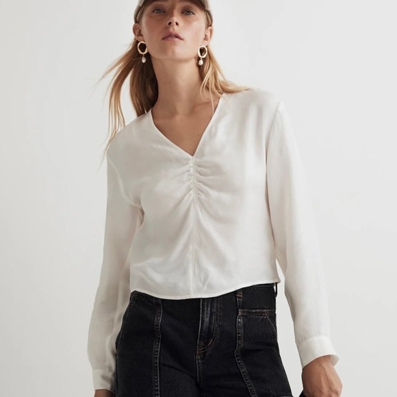 Madewell Tops - NWT Madewell Brushed Ruched-Front Top Lighthouse White